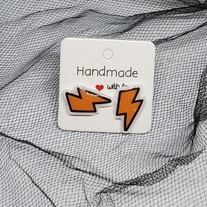 🌺 Shrink Plastic Lighting Bolt Stud Earrings